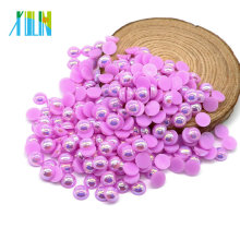 Colorido AB Perlas de medio punto Perlas decorativas Perlas a granel, A11-Lt.purple AB